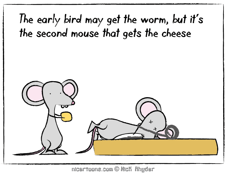 Second mouse gets the cheese from nicartoons.com